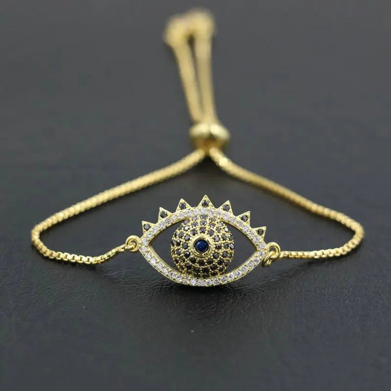 Silver Eyes Bracelets Pave Cubic Zirconia for Men Women
