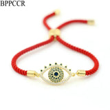Micro Inlay CZ Evil Eye Bracelet Red Thread Lucky Jewelry