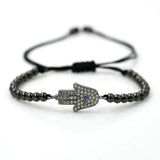4mm Copper Beads Hamsa Hand Lucky Bracelet Evil Eye Braiding Macrame