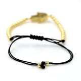 4mm Copper Beads Hamsa Hand Lucky Bracelet Evil Eye Braiding Macrame