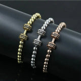 Micro Pave CZ Zirconia Dumbbell Chakra Bracelet Powerful Beads