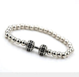 Micro Pave CZ Zirconia Dumbbell Chakra Bracelet Powerful Beads