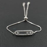 Sliding Crystal Cubic Zirconia Bracelets Couple Love CZ Lucky