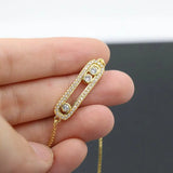 Sliding Crystal Cubic Zirconia Bracelets Couple Love CZ Lucky