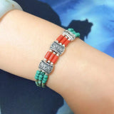 3 Rows Colorful Beaded Bracelet Nepal Natural Stone Jewelry Lady Bracelets