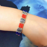 3 Rows Colorful Beaded Bracelet Nepal Natural Stone Jewelry Lady Bracelets