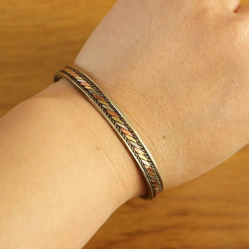 Nepal Tibetan Copper Metal 7mm Cuff Bracelet