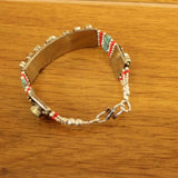 Nepal Copper Inlaid Red Coral Turquoises Beads Woman Cuff Bracelet