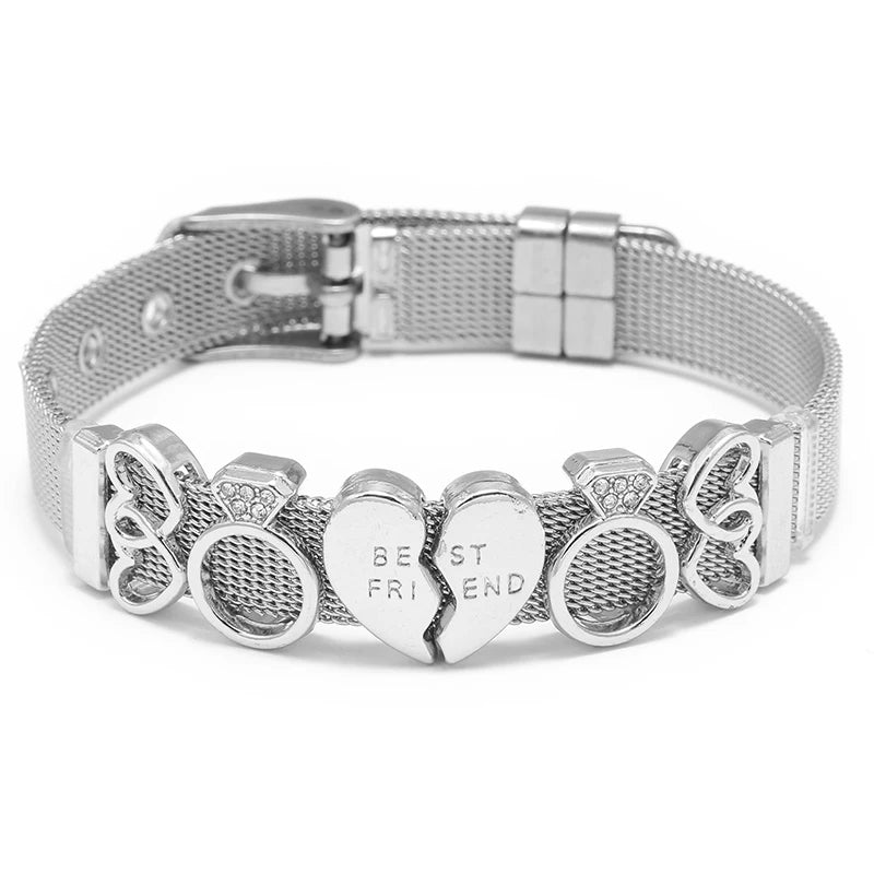 3 Colors Mesh Bracelets Heart To Heart Beads