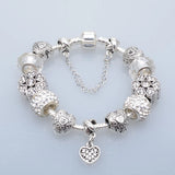 Ancient Silver-Plated Ladies Bracelet DIY Heart Pendant Gift