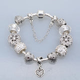 Ancient Silver-Plated Ladies Bracelet DIY Heart Pendant Gift
