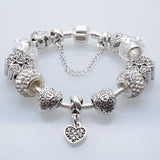 Ancient Silver-Plated Ladies Bracelet DIY Heart Pendant Gift