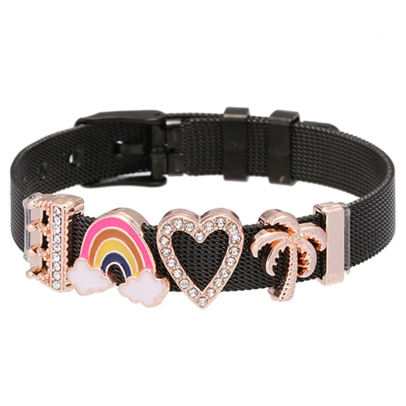 Stainless Steel Heart to Heart Beads Bracelets