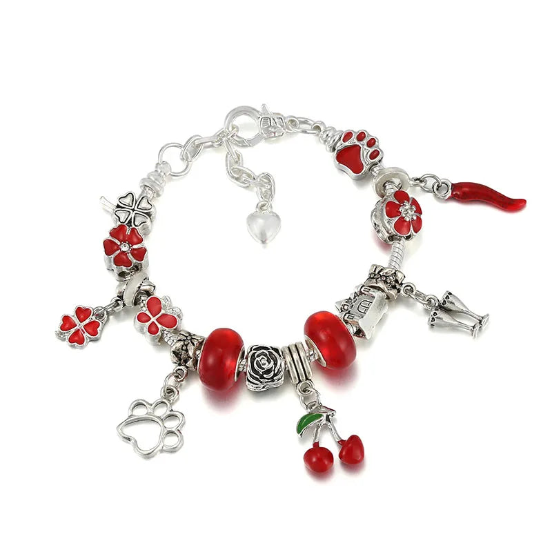 Christmas Advent DIY Charm Bracelet Jewelry Gift Beaded Pendant Bracelets