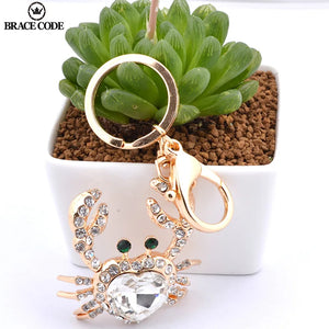 Crystal Boutique Bag Car Keychain High-end Crab Pendant Gift