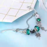 DIY Alloy Beaded Charm Bracelet Candy Green Four-Leaf Clover