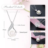 925 Silver Pearl Pendant Necklace CZ Stone BLN0421