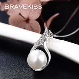 925 Silver Pearl Pendant Necklace CZ Stone BLN0421