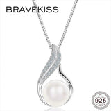 925 Silver Pearl Pendant Necklace CZ Stone BLN0421