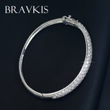 Micro Pave Crystal Bangle Bracelet CZ Stone Womens Gift Jewelry