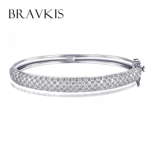 Micro Pave Crystal Bangle Bracelet CZ Stone Womens Gift Jewelry