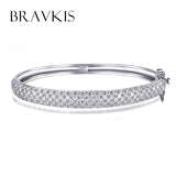 Micro Pave Crystal Bangle Bracelet CZ Stone Womens Gift Jewelry