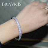 Micro Pave Crystal Bangle Bracelet CZ Stone Womens Gift Jewelry