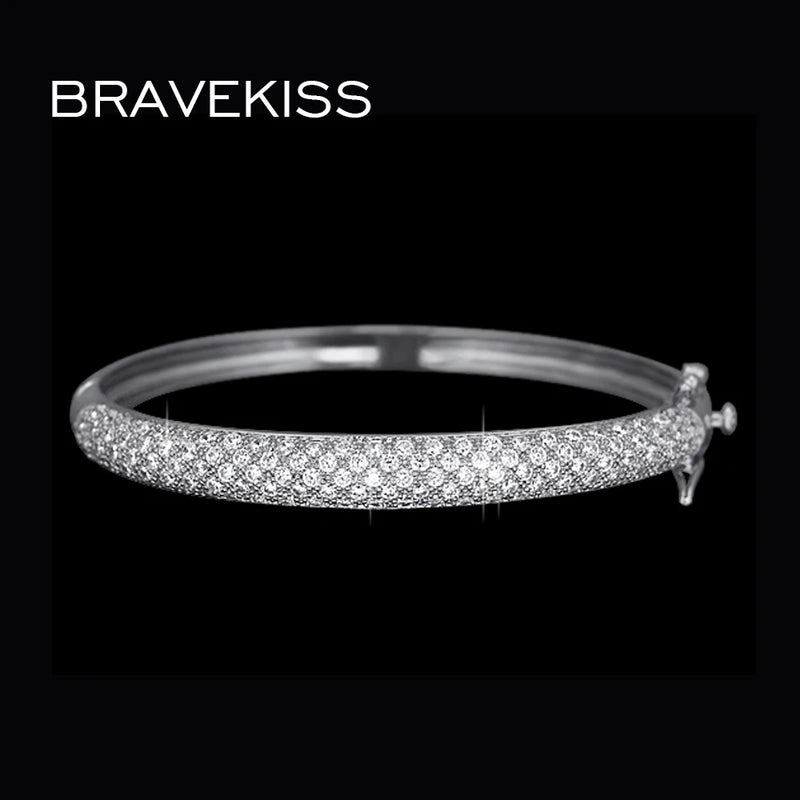 Micro Pave Crystal Bangle Bracelet CZ Stone Womens Gift Jewelry