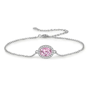 Pink Yellow Oval CZ Bracelet Jewelry Gift for Women UB0235