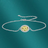 Pink Yellow Oval CZ Bracelet Jewelry Gift for Women UB0235