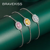 Pink Yellow Oval CZ Bracelet Jewelry Gift for Women UB0235