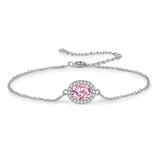 Pink Yellow Oval CZ Bracelet Jewelry Gift for Women UB0235