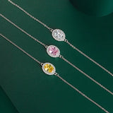 Pink Yellow Oval CZ Bracelet Jewelry Gift for Women UB0235