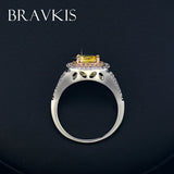 Big Crystal Square Ring Yellow Zircon Wedding Band BUR0143