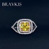 Big Crystal Square Ring Yellow Zircon Wedding Band BUR0143