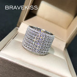 BRAVKISS Studded CZ Ring Wedding Bands for Women