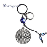 Evil Eye Carved Disk Key Chains Ring Holder Keychains Amulet Lucky Charm