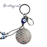 Evil Eye Carved Disk Key Chains Ring Holder Keychains Amulet Lucky Charm