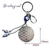 Evil Eye Carved Disk Key Chains Ring Holder Keychains Amulet Lucky Charm