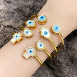 BRJ49 Women Eye Bangle Plated with Cubic Zircon