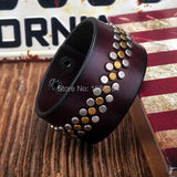 Retro Leather Bracelet Cuff Metal Studs