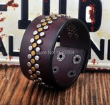 Retro Leather Bracelet Cuff Metal Studs