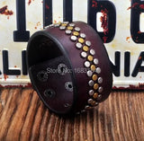 Retro Leather Bracelet Cuff Metal Studs