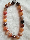 BROWN Agate Paring Round 18mm Necklace Beads 18in