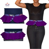 African Print Obi Ankara Green Yellow Peplum Belt Button Skirt