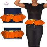 African Print Obi Ankara Green Yellow Peplum Belt Button Skirt