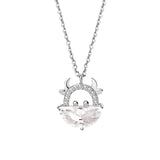 S925 Sterling Silver Cow Necklace Zircon Pendant