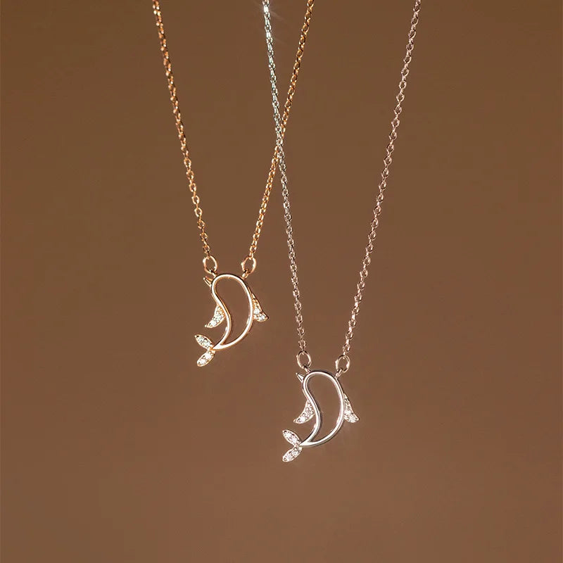 925 Sterling Silver Dolphin Pendant Necklace Dainty Jewelry for Women Girls