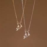 925 Sterling Silver Dolphin Pendant Necklace Dainty Jewelry for Women Girls