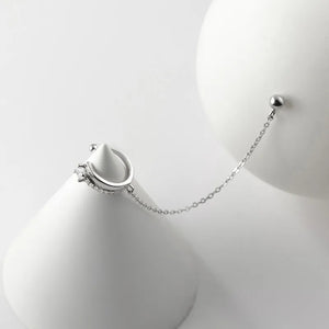925 Sterling Silver Zircon Ear Cuff Tassel Earring